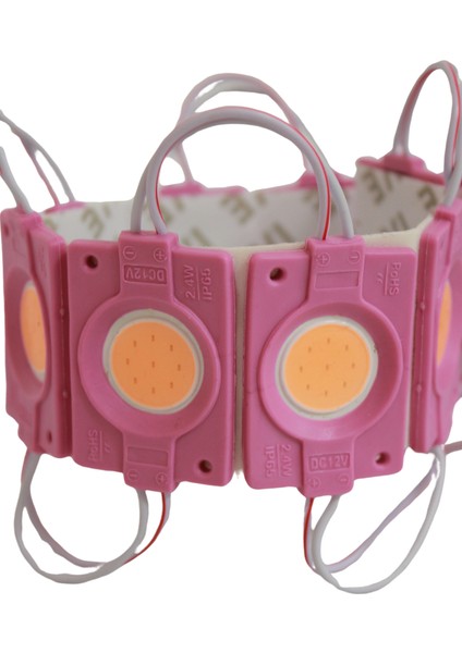 12 Volt 2.4 Watt Tekli Su Geçirmez Modül Led Pembe (10 Adet)