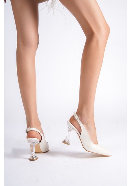 Kadın Sedef Cam Ökçe Topuklu Abiye Ayakkabı Stiletto
