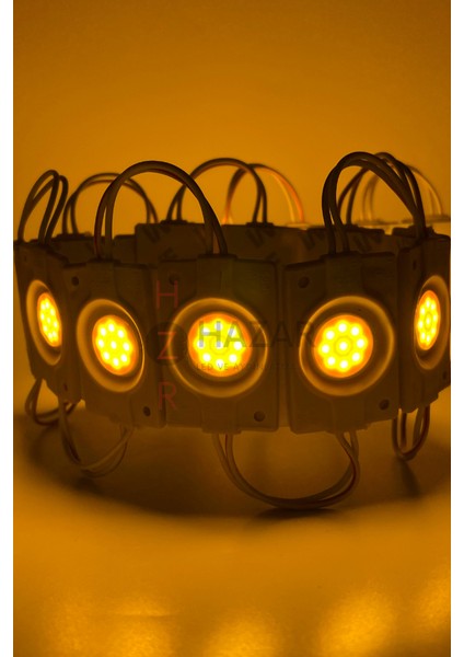 12 Volt 2.4 Watt Tekli Su Geçirmez Modül Led Sarı (Amber) (10 Adet)