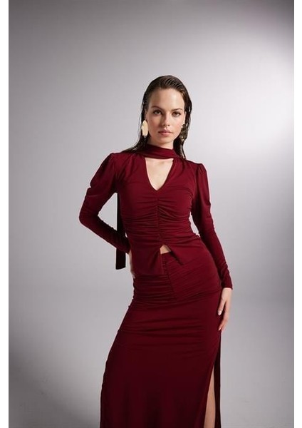 Empressmoda Serre Bluz Bordo