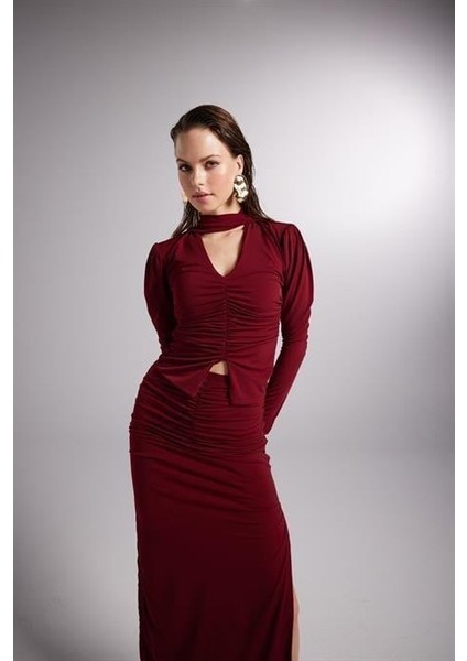 Empressmoda Serre Bluz Bordo