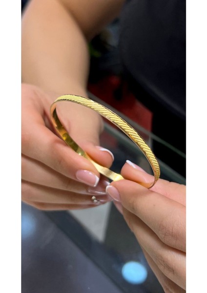 17 gr (Gram) Burma Desenli Kibrit Çöpü Bilezik Yatırımlık İşçiliksiz 22 Ayar Altın