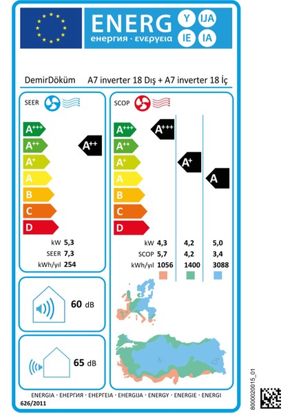 A7 Inverter A++ 18.000 BTU Wifi'li Klima