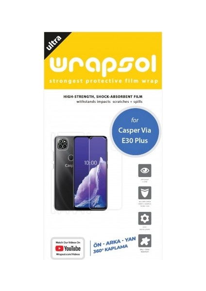 Casper Via E30 Plus 360 ° Full Body Ekran Koruyucu Kaplama Ön Arka Yan Darbe Emici Poliüretan Film fiyatları