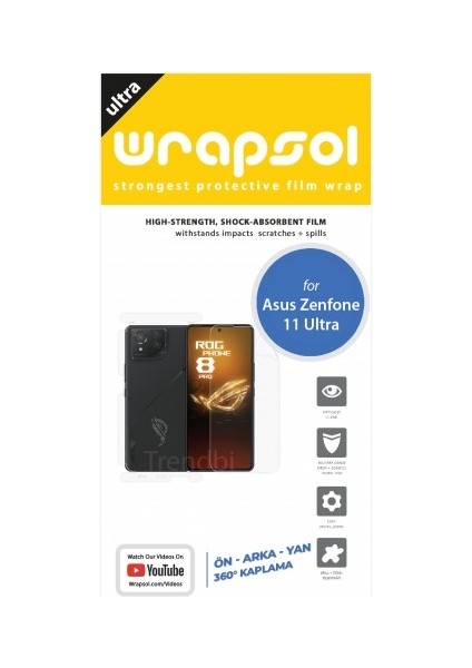 Asus Zenfone 11 Ultra 360 ° Full Body Ekran Koruyucu Kaplama Ön Arka Yan Darbe Emici Poliüretan Film fiyatları
