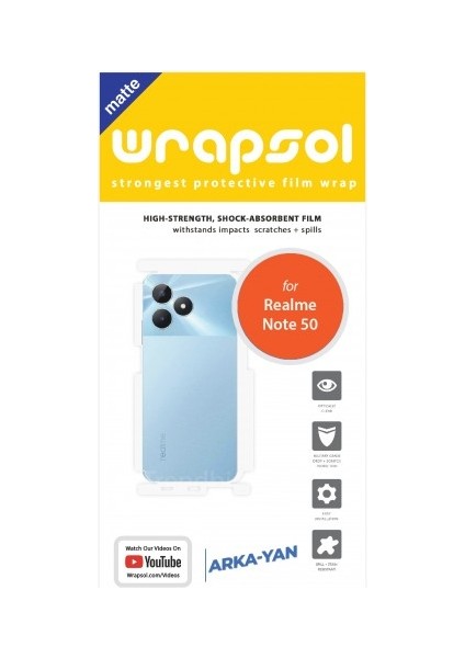 Realme Note 50 Mat Arka Yan Koruyucu Darbe Emici Poliüretan Film Amerika Üretimi fiyatları