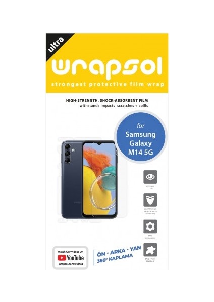 Samsung Galaxy M14 5g 360 ° Full Body Ekran Koruyucu Kaplama Ön Arka Yan Darbe Emici Poliüretan Film fiyatları