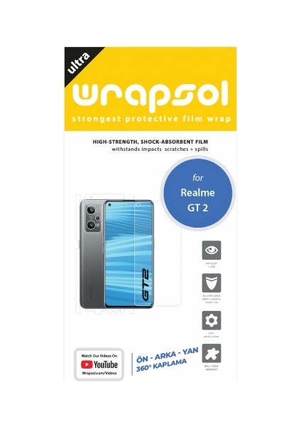 Realme Gt 2 360 ° Full Body Ekran Koruyucu Kaplama Ön Arka Yan Darbe Emici Poliüretan Film fiyatları