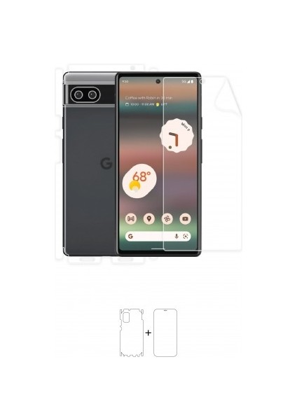 Google Pixel 6a 360 ° Full Body Ekran Koruyucu Kaplama Ön Arka Yan Darbe Emici Poliüretan Film