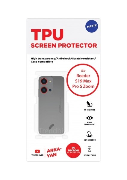 Reeder S19 Max Pro S Zoom Mat Arka Yan Koruyucu Hd Film fiyatları