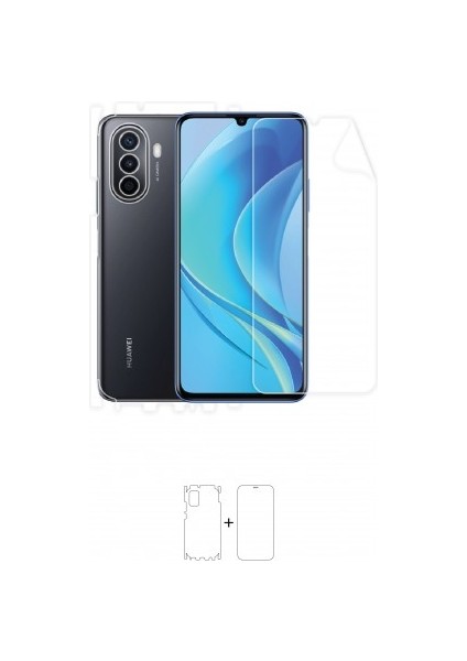 Huawei Nova Y70 360 ° Full Body Ekran Koruyucu Kaplama Ön Arka Yan Darbe Emici Poliüretan Film