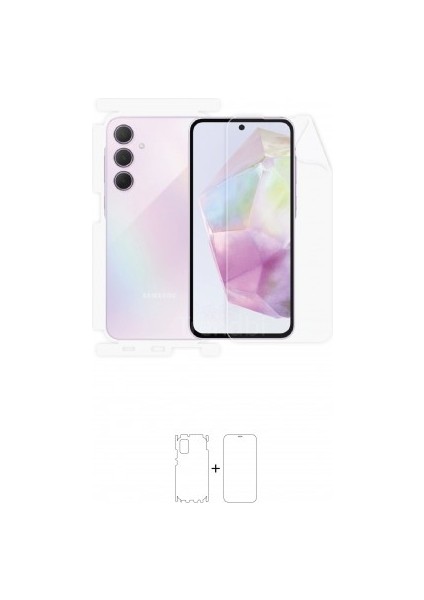 Samsung Galaxy A35 360 ° Full Body Ekran Koruyucu Kaplama Ön Arka Yan Darbe Emici Poliüretan Film