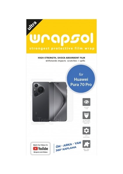 Huawei Pura 70 Pro 360 ° Full Body Ekran Koruyucu Kaplama Ön Arka Yan Darbe Emici Poliüretan Film fiyatları
