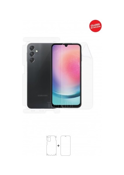 Samsung Galaxy A24 360 ° Full Body Ekran Koruyucu Kaplama Ön Arka Yan Darbe Emici Hd Film