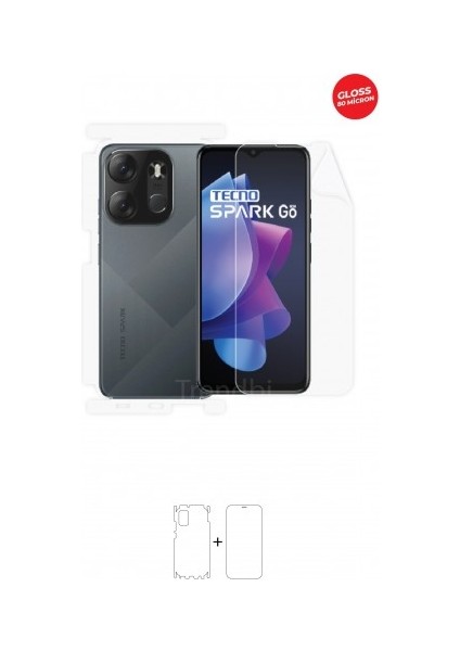 Tecno Spark Go 2023 360 ° Full Body Ekran Koruyucu Kaplama Ön Arka Yan Darbe Emici Hd Film