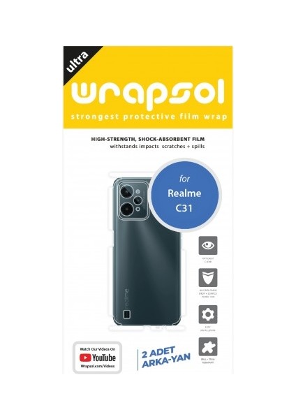 Realme C31 Arka Yan Koruyucu Darbe Emici Poliüretan Film Amerika Üretimi fiyatları