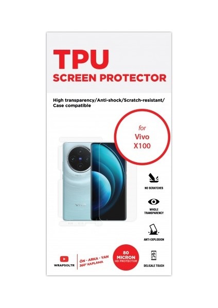 Vivo X100 360 ° Full Body Ekran Koruyucu Kaplama Ön Arka Yan Darbe Emici Hd Film fiyatları