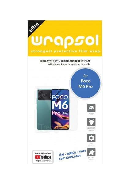 Xiaomi Poco M6 Pro 360 ° Full Body Ekran Koruyucu Kaplama Ön Arka Yan Darbe Emici Poliüretan Film fiyatları