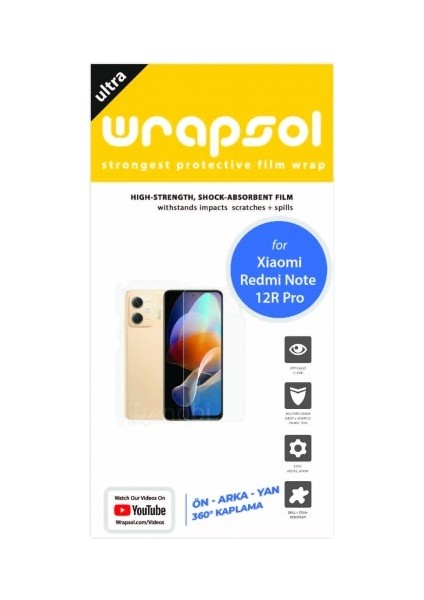 Xiaomi Redmi Note 12r Pro 360 ° Full Body Ekran Koruyucu Kaplama Ön Arka Yan Darbe Emici Poliüretan Film fiyatları
