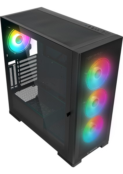 Magnıfıc Mesh Manyetik Temperli Camlı Siyah 4*12CM Rgb Fan Atx Mid-T Gaming Oyuncu Kasası