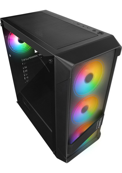 Blade Mesh Temperli Camlı 600W 80+ Siyah 4*12CM Sabit Rgb Fan Atx Mid-T Gaming Oyuncu Kasası
