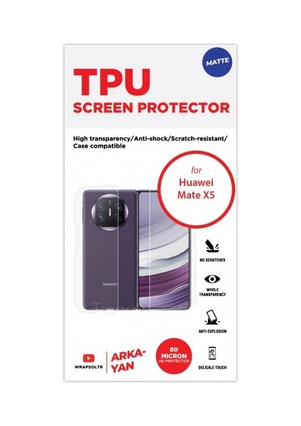 Huawei Mate X5 Mat Arka Yan Koruyucu Hd Film fiyatları