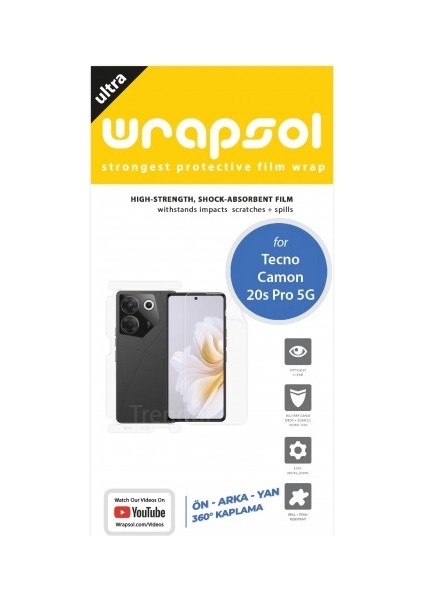 Tecno Camon 20s Pro 5g 360 ° Full Body Ekran Koruyucu Kaplama Ön Arka Yan Darbe Emici Poliüretan Film fiyatları