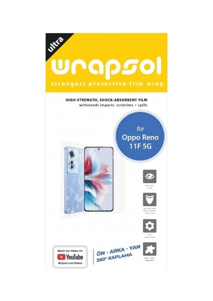 Oppo Reno 11f 5g 360 ° Full Body Ekran Koruyucu Kaplama Ön Arka Yan Darbe Emici Poliüretan Film fiyatları