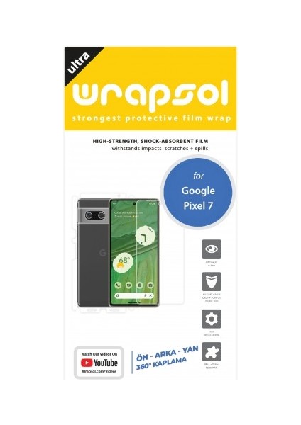 Google Pixel 7 360 ° Full Body Ekran Koruyucu Kaplama Ön Arka Yan Darbe Emici Poliüretan Film fiyatları