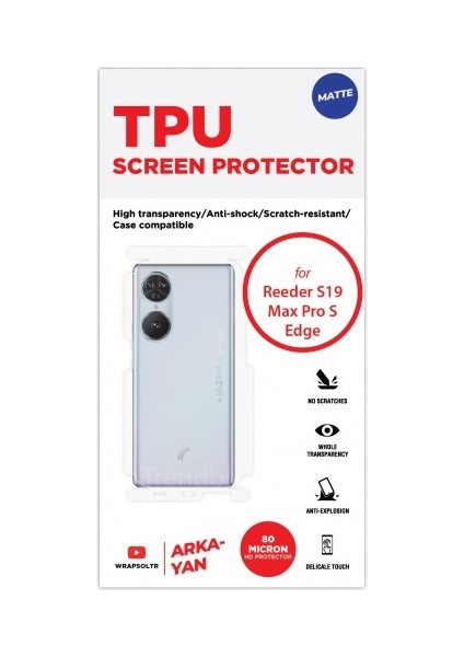 Reeder S19 Max Pro S Edge Mat Arka Yan Koruyucu Hd Film fiyatları