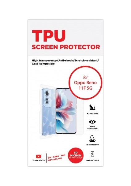 Oppo Reno 11f 5g 360 ° Full Body Ekran Koruyucu Kaplama Ön Arka Yan Darbe Emici Hd Film fiyatları