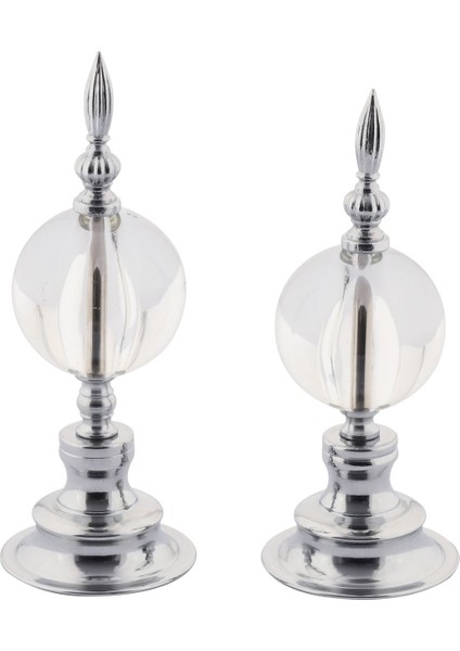 Alem Biblo 2'li Dekoratif Metal Kristal Cam Küre Biblo Gümüş Renk