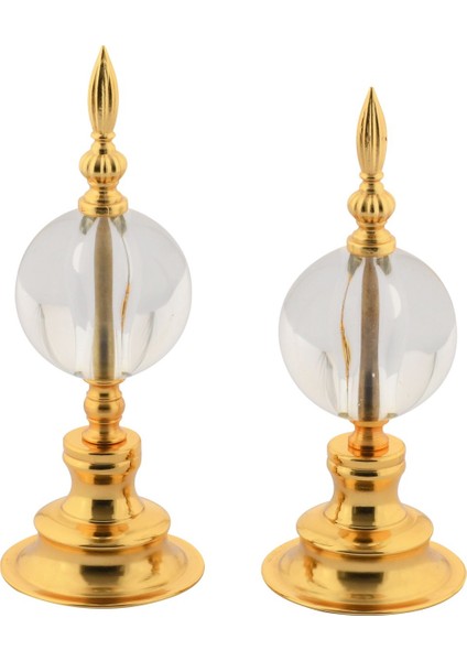 Alem Biblo 2'li Dekoratif Metal Kristal Cam Küre Biblo Gold Renk