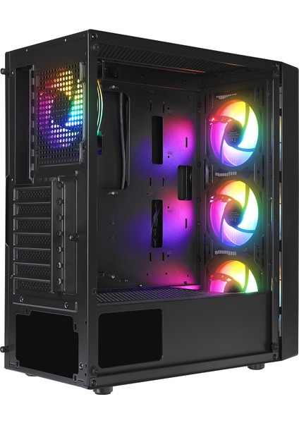 Slıder Mesh LED Şerit Temperli Cam Siyah 4*12CM Sabit Rgb Fan Atx Mid-T Gaming Oyuncu Kasası