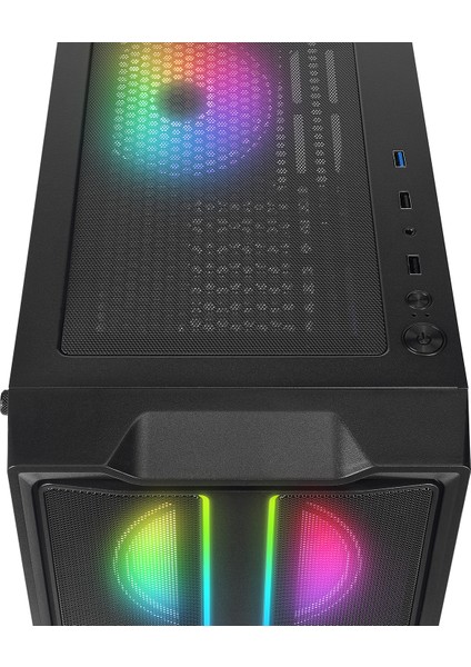 Slıder Mesh LED Şerit Temperli Cam Siyah 4*12CM Sabit Rgb Fan Atx Mid-T Gaming Oyuncu Kasası