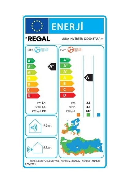 Luna R A++ 12000 BTU Inverte Duvar Tipi Klima