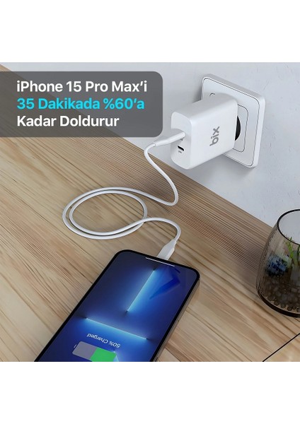 BX2P50 50W PD 2*Type-C Girişli Gelişmiş Şarj Teknolojisi ile Donatılmış Seyahat Adaptörü