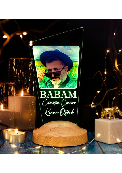 Resimli Babaya Hediye, Babalar Günü Hediyesi, Babama Hediye, Baba, Fotoğraflı Renkli LED Lamba Totem Şeklinde modelleri