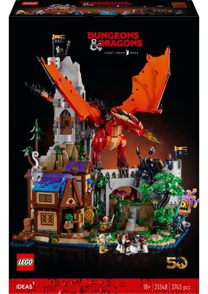 LEGO® Ideas Dungeons Dragons: Kırmızı Ejderhanın Hikayesi 21348 - Yetişkinler için Koleksiyonluk ve Sergilenebilir Yaratıcı Model Yapım Seti (3745 Parça)