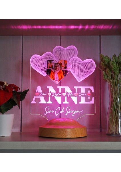 Anneler Günü Hediyesi, Anneye Hediye, Fotoğraflı Hediye, Isim Yazılı Resimli Kişiye Özel 3D LED Foto Lamba indirimleri