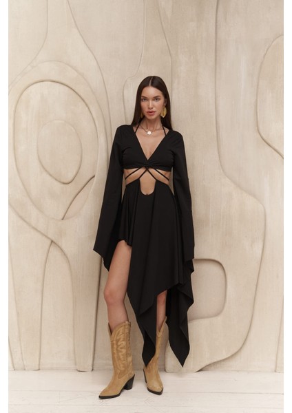 Coachella Siyah Crop Elbise Takım fiyatları