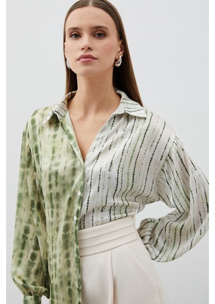 Balon Kol Desenli Gömlek - Haki fiyatları