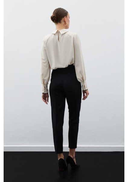 Yüksek Bel Pensli Pantolon - Siyah indirimleri