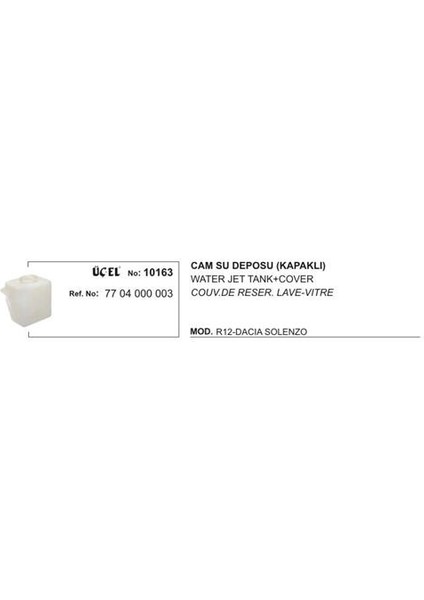 Cam Yıkama Su Deposu 10163 R12 Solenzo