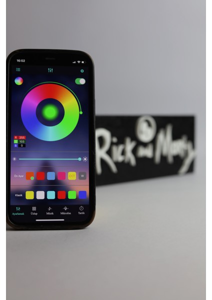 Rick And Morty - Rgb LED Işıklı 3 Boyutlu Tabela - 20CM x 8cm x 2cm (Bluetooth Kontrollü)