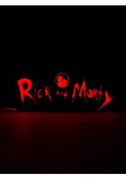 Rick And Morty - Rgb LED Işıklı 3 Boyutlu Tabela - 20CM x 8cm x 2cm (Bluetooth Kontrollü)
