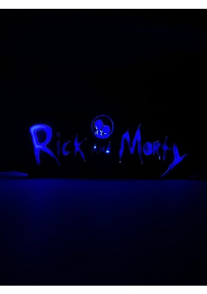Rick And Morty - Rgb LED Işıklı 3 Boyutlu Tabela - 20CM x 8cm x 2cm (Bluetooth Kontrollü)