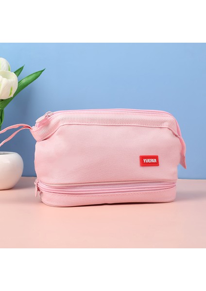 Orta ve Lise Öğrencileri Için Büyük Kapasiteli Çift Katmanlı Tekne Şeklinde Taşınabilir Kalem Çantası Oxford Fermuarlı Kalem Çantası (Yurt Dışından)