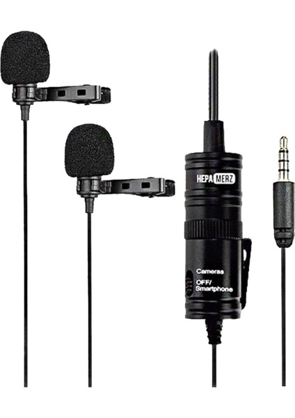 HM-156 PRO Çiftli Yaka Mikrofonu Kamera Pc Telefon Röportaj (Android-İos Mac)