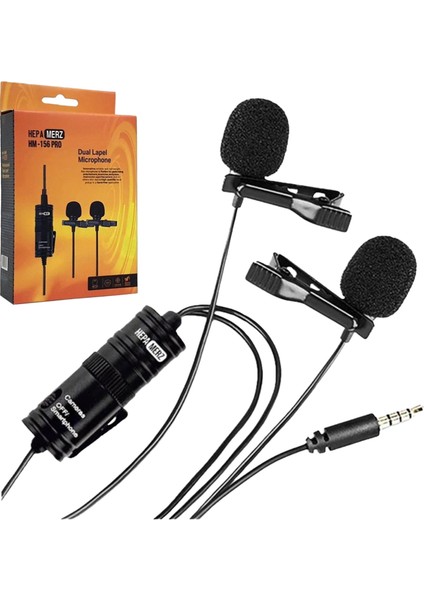 HM-156 PRO Çiftli Yaka Mikrofonu Kamera Pc Telefon Röportaj (Android-İos Mac) fiyatları